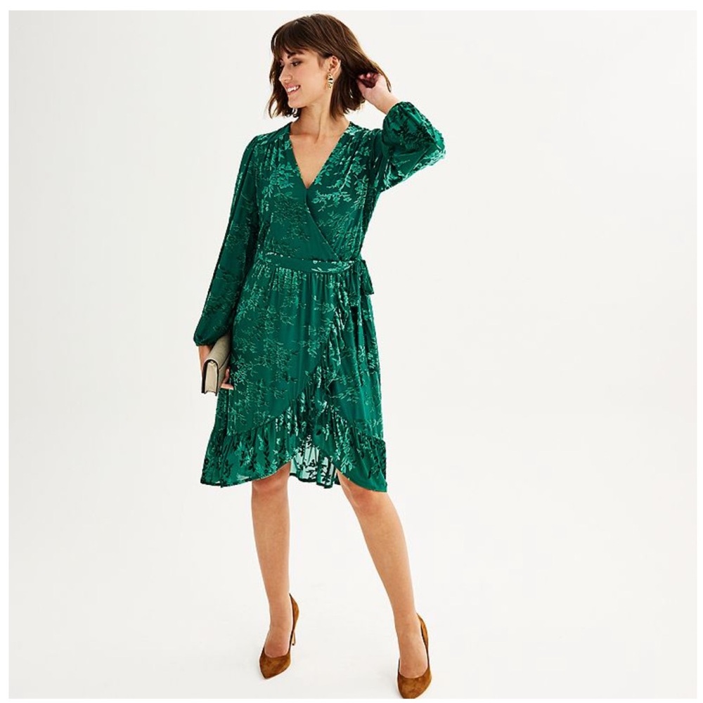 Draper James Forest Green Long Sleeve Dress